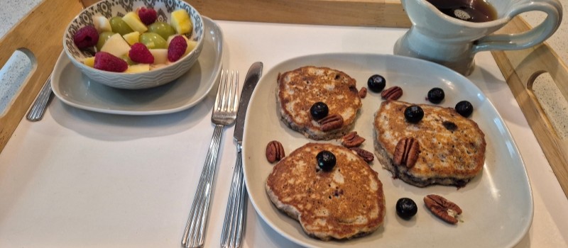 Banana Blueberry Pecan Pancakes Breakfast